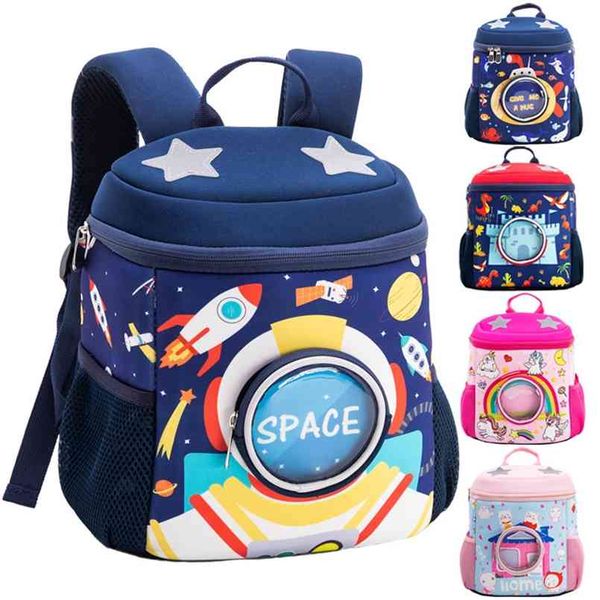 3D Rockets Anti-perdida Mochilas escolares para niñas Dibujos animados de alto grado Juguete Niños Mochila Bolsas de jardín de infantes Regalos para niños de 1 a 6 años 210809