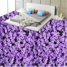 3D Room Fond d'écran Beaux paysages Fonds d'écran Personnalisé Violet Fleurs Plancher 3D Floor Peinture Fond d'écran