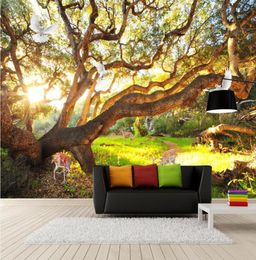 3d kamer behang custom po vlies muurschildering Verse natuurlijke landschap bossen grote bomen bos landschap muurschilderingen behang voor w3896409