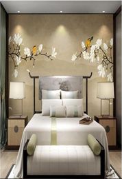 Fond d'écran de chambre 3d Po Murale non tissée Nouveau chinois magnolia fleur Fleurs peintes à la main Fleurs et oiseaux Wal Fond d'écran pour murs 4783259