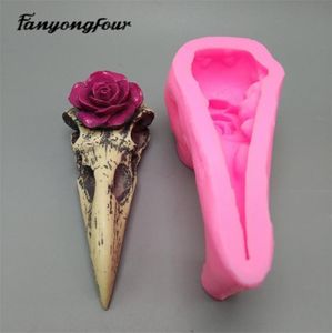 3D Rose Crow Skull Silicone Mold Resin Chocolate Candle Gips Baking T2007038123590