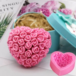 Moule de fleur de rose 3D LOVE COEUR SILICONE MOULLE DE COUDLE MOULON COOLOCHAL