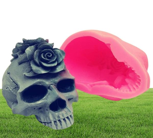 Moule 3D en silicone avec crâne de rose, gâteau fondant, résine, plâtre, chocolat, bougie, bonbons, T2007035258677