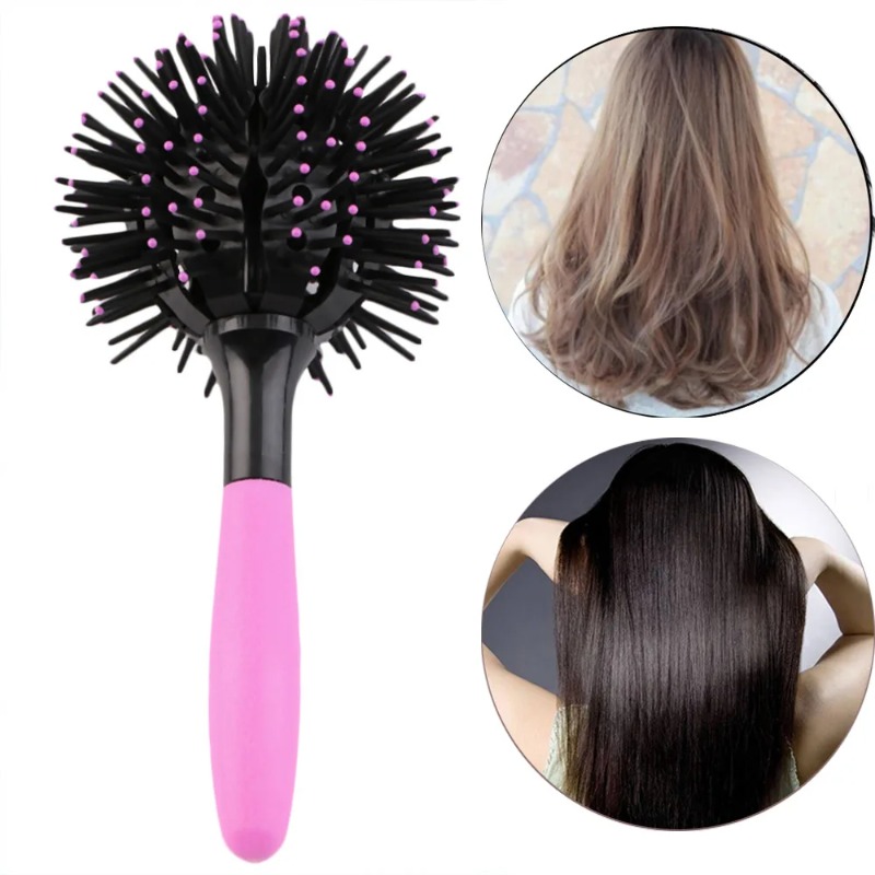 Escovas de cabelo redondas 3D pente de salão de salão de salão de 360 graus de estilismo de bola que detém o pente de cabelo resistente ao calor da escova de cabelo
