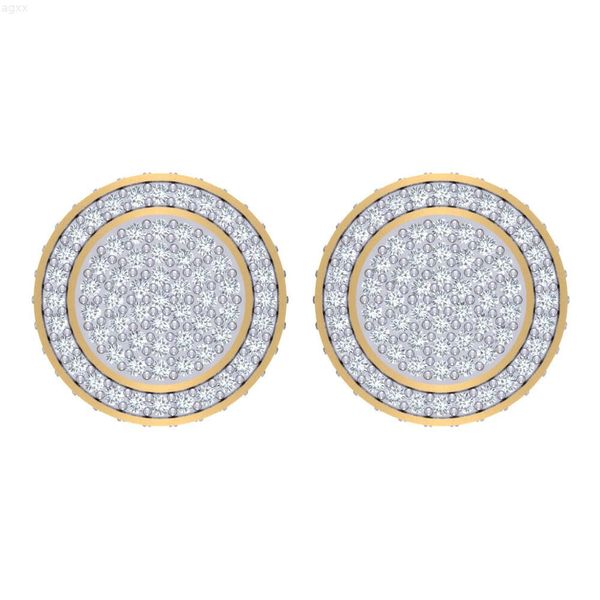 Boucles d'oreilles en diamant Si de forme ronde 3D pour hommes et femmes en vrai diamant contre diamants