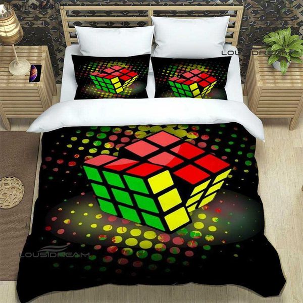 Juego de cama con estampado de cubo de rubik en 3D, juego de suministros de cama exquisitos, funda nórdica, juego de edredón, juego de cama, regalo de cumpleaños de lujo L230704