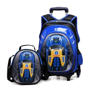 Sacs d'école 3D sur roues chariot scolaires sac à dos rouleau rouleau de sac à dos