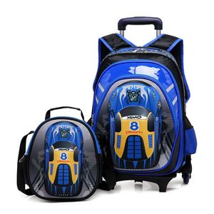 Sacs d'école 3D sur roues sacs à dos de chariot d'école sac à dos à roulettes enfants sacs à dos roulants d'école pour garçon sacs de voyage pour enfants 2009201F