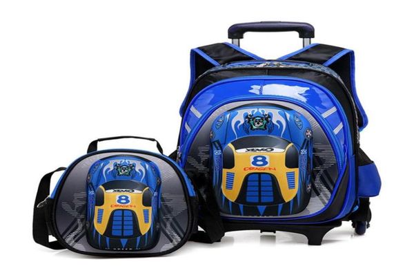 Sacs d'école 3D sur roues sacs à dos de chariot d'école sac à dos à roulettes enfants sacs à dos roulants d'école pour garçon sacs de voyage pour enfants LJ209307060