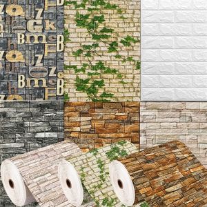 3D SelfAdhesive Wallpaper 70cm1m Continuous Waterproof Brick Wall Stickers Living Room Bedroom Childrens Room Home Decoration 220727