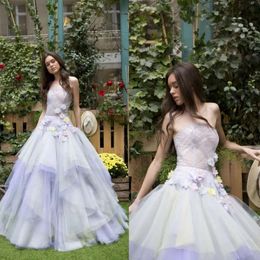 3d couleur sexy illusion dégradient sans bretelles robe de bal floral appliques à plusieurs jupes en tulle robes de soirée