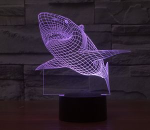 3D Shark Light 7 kleuren Pas tafel bureau deklamp slaapkamer kinderen kamer decoratief nachtlicht