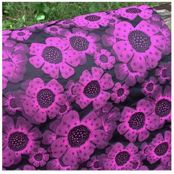 Tela brocada de Jacquard púrpura brillante 3D para vestido, costura de ropa Diy, Material de tejido floral de retales, Tecido1Yar 240117