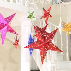 Kerstversiering 3D Glanzende Ster Stereo Laser Papieren Lantaarn Pentagram Lamp 30 cm/45 cm/60 cm Opknoping boom Ornamenten Scène Decoration1