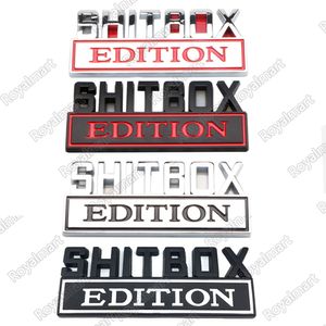 3D Shit Box Car Sticker Cars Metal Leaf Board Decoración 8 * 3 cm Universal 4 colores Emblemas Badge