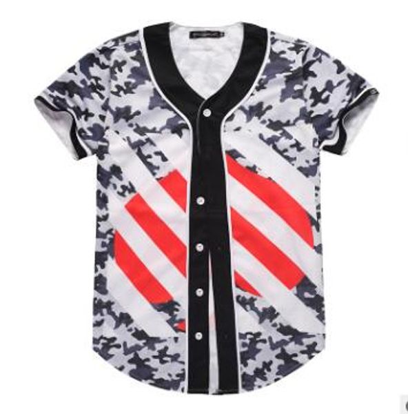 3D à manches courtes t-shirt hommes Baseball Jersey Sport coupe ajustée col en V T-shirts décontracté Streetwear Style à la mode