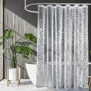 Rideau de douche 3D imperméable à la moisissure EVA rideaux de bain motif pavé moderne rideau de salle de bain translucide avec crochets 240108