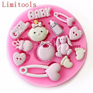 3D Silicone Baby Shower Party Fondant Moule Pour Gâteau Décoration silicone moule Fondant Gâteau sucre artisanat Moules Outils 220815