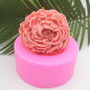 3D Siliconen Kaars Mallen Peony Flower Clay Soap Schimmel Fondant Chocolade Cake Bakken Mallen Cake Decorating Hulpmiddelen H867 211110