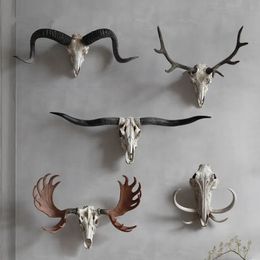 3D Simulatie Dier Geit Stier Koe Schedel Hoofd Ornament Hars Muur Opknoping Kamer Halloween Decor Woondecoratie Accessoires 231227