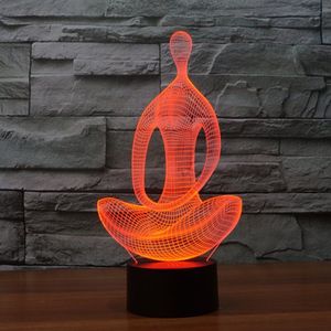 Veilleuse 3D de méditation assise, 7 couleurs changeantes, lampe LED pour Table de bureau, décoration, cadeau # R42