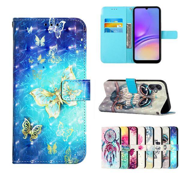 Cas de portefeuille en cuir 3D Butterfly For Moto G Power 2023 G 5G G14 Stylus 22 4G E20 G31 G51 G71 G200 G22 Flower Skull Unicorn Dreamcatcher Couvre-monnaie Couverture ID Carte Pouch