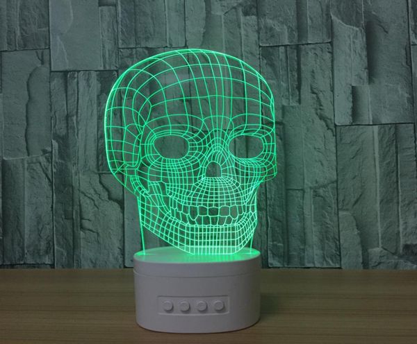 Haut-parleur de lampe à LED du crâne 3D 5 lumières RVB USB Charge Bluetooth TF TF Carte entière Drop2940328