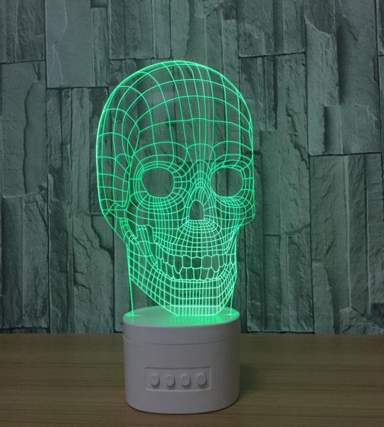 Haut-parleur de lampe à LED du crâne 3D 5 lumières RVB USB Charge Bluetooth TF TF Carte entière Drop118793