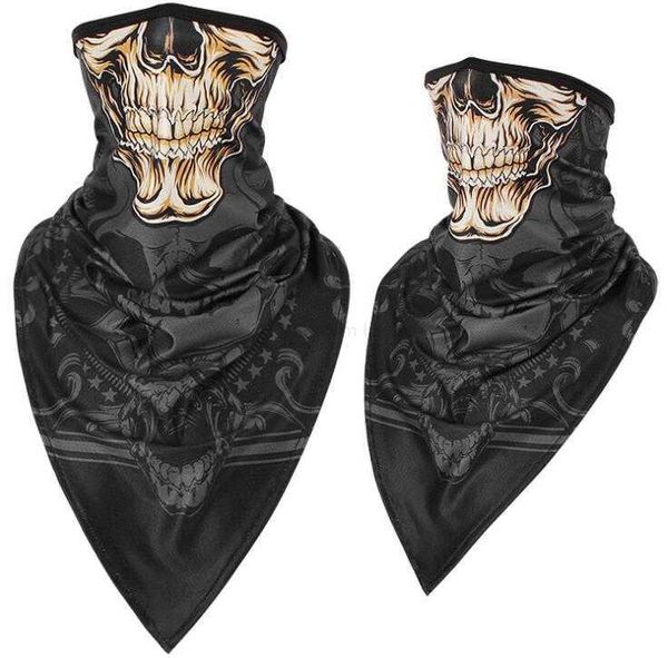 3D Crâne Squelette Balaclava Foulards Magiques Moto Couverture De Cou Bouclier Anti UV Demi Masque Écharpe Vélo Chasse Bandana Extérieur Anti-UV Turban Bandeau