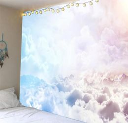 Tapiz de nubes blancas y cielo en 3D, colcha para colgar en la pared, cubierta para dormitorio, toalla de playa, telón de fondo, arte de pared de la habitación del hogar, varios tamaños, Dropship4748311