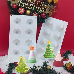 3D petit arbre de noël Silicone moule Elk moule Fondant chocolat bonbons moule bougie savon gâteau polymère argile fête de noël fournitures