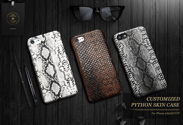 Estuche de piel de serpiente 3D para iPhone 7 7 Plus Ultra Thin PU Leather + Hard PC Luxury Vintage Cover para iPhone 7 Plus Phone Case
