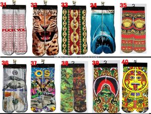 Chaussettes 3D 1000 design enfants femmes hommes hip hop bas en coton skateboard imprimé chaussette 100pcs50pairs5115778