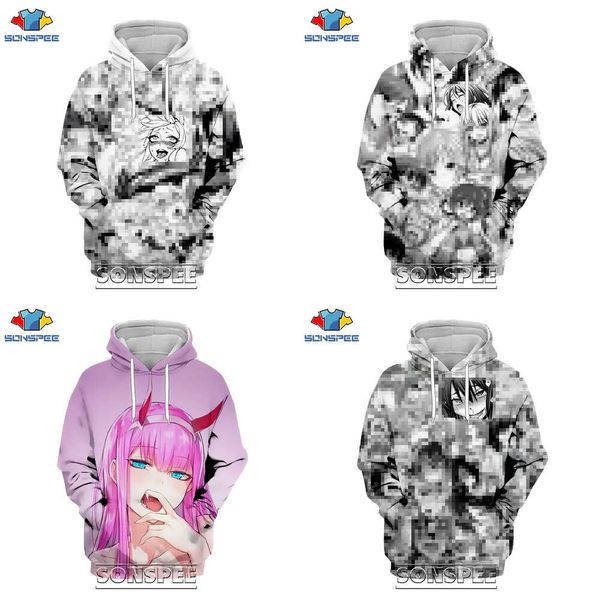 3d Sonspee Print Men Femmes Streetwear décontracté Ahegao Hoodie Hip Hop Long Sweet Anime Sexy Girl Pullover Tops SweetShirt 201020