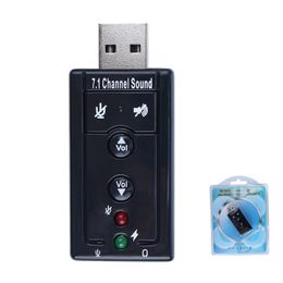 Cartes son 3D Virtuel 7.1 canaux pour ordinateur portable externe USB 2.0 à 3,5 mm Micro Prise casque Adaptateur audio pour casque stéréo Nouvelle interface de haut-parleur pour PC MAC Avec sac ou boîte