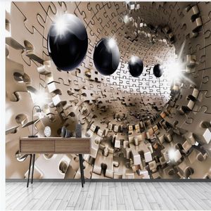 3D Space Extension Metal Industrial Style Restaurant Bar achtergrond Muurschildering 3D-stereoscopisch behang