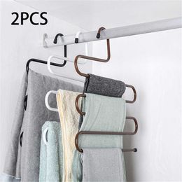 3D Ruimtebesparende Hanger Magic Clothes Hanger Multi-Layer Magic Antislip S-Type Broek Clip Hanger Multifunctionele Kledingkast Opslag 210702