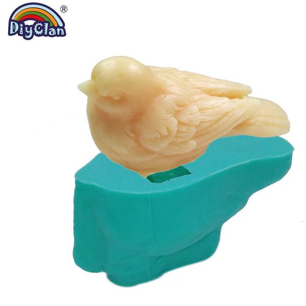 3D Sparrow Bird Silicone Moule Pour Bougie Savon Faire Oiseau Forme Gâteau Sel Sculpture Chocolat Moule Résine Arôme Moules Gâteau Décor 210721