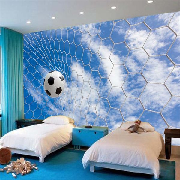 Deporte 3D Fútbol decorativo mural TV Fondo de pared KTV Bar Bar Fútbol Club Papel pintado Papel de Parede 3D Wallpapers