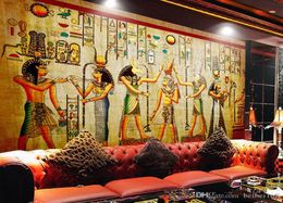 3D stéréo européen rétro Art égyptien Bar Cafe Restauration de papier peint grand papier peint
