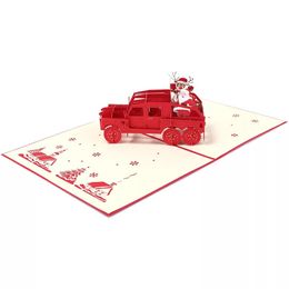 Carte de voeux stéréo 3D cadeau de papier creux sculpture en jeep la fête de mariage de mariage carte de voeux petite carte anniversaire cadeau