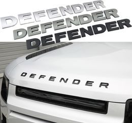 3D Stereo Letters Badge Logo Sticker ABS voor Defender Hoofdkap Naam Tlaat Zwart grijs Zilver sticker auto Styling5278024