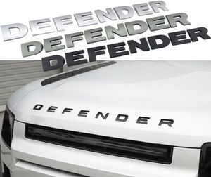 3D STEREO Letters Badge Logo Sticker Abs for Defender Head Hood NamePlate Black Grey Silver Decal Car Styling4672437