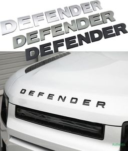 3D STEREO Letters Badge Logo Sticker Abs for Defender Head Hood NamePlate Black Grey Silver Decal Car Styling1498091