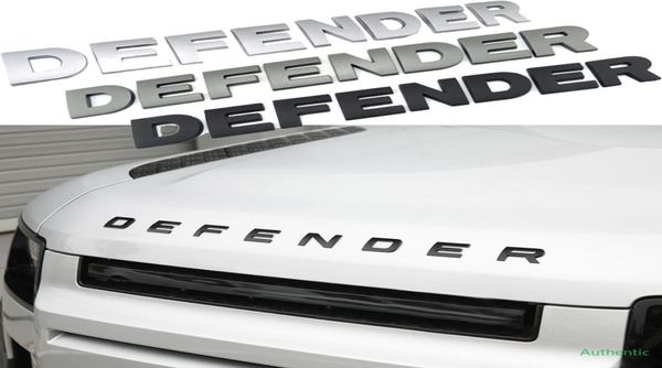 3D STEREO Letters Badge Logo Sticker Abs for Defender Head Hood NamePlate Black Grey Silver Decal Car Styling6579877