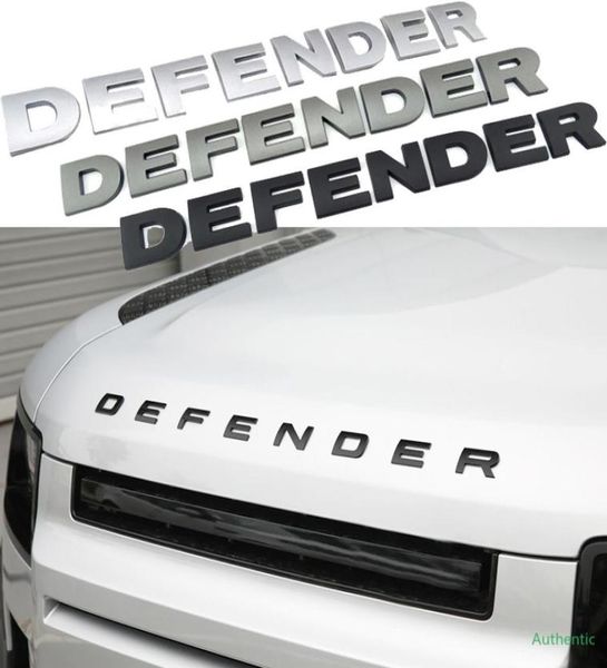 3D STEREO Letters Badge Logo Sticker Abs for Defender Head Hood NamePlate Black Grey Silver Decal Car Styling9499122