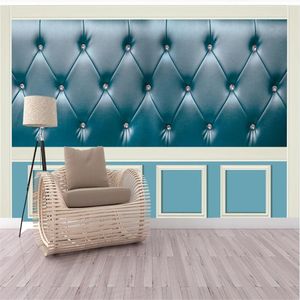 cuir 3d simulation stéréo papiers peints murale abstraite mur fond bleu sac souple 3d stéréoscopique papier peint