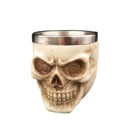 Resina estereoscópica 3d criativa de aço inoxidável, caveira, vidro de vinho branco, vodka, personalidade, copo de vinho, presente de halloween, cup101-200268v