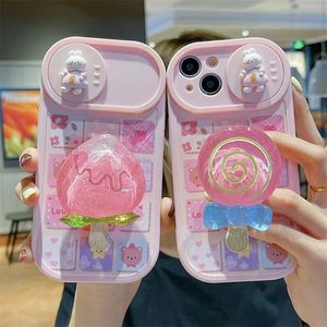 3D stereoscopische ondersteuning telefoon gevallen Voor iPhone 13 12 11 Pro Max 14 mini XS XR X 7 8 Plus Ring Houder Stand Shockproof Transparante Cover voor vrouwen 30 stijl case