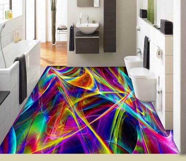 Papel tapiz estereoscópico 3d Hermosas líneas abstractas de colores baño sala de estar baldosas papel tapiz estereoscópico 3d